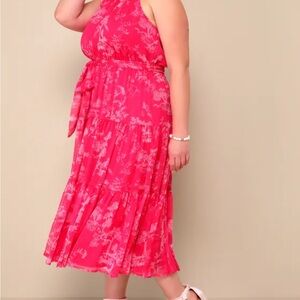 Lulus Floral Pink Sleeveless Midi Dress - XL